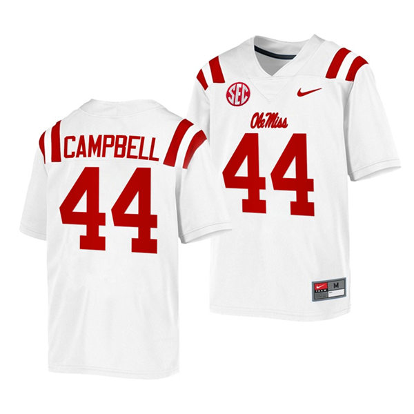 Mens Ole Miss Rebels #44 Chance Campbell Nike White College Football Game Jersey