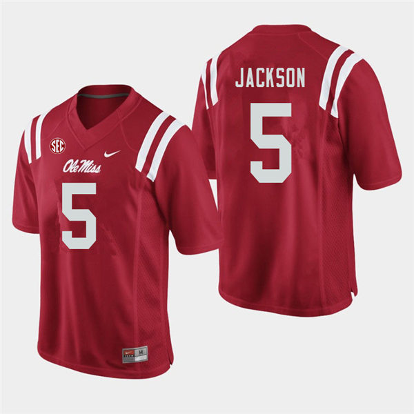 Mens Ole Miss Rebels #5 Dannis Jackson Nike Red College Football Game Jersey