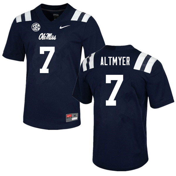 Mens Ole Miss Rebels #7 Luke Altmyer Nike Navy College Football Game Jersey