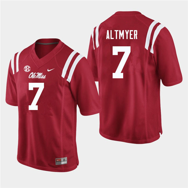 Mens Ole Miss Rebels #7 Luke Altmyer Nike Red College Football Game Jersey