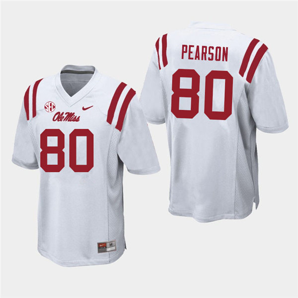 Mens Ole Miss Rebels #80 Jahcour Pearson Nike White College Football Game Jersey