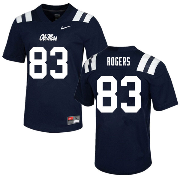 Mens Ole Miss Rebels #83 Chase Rogers Nike Navy College Football Game Jersey