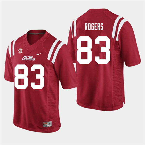 Mens Ole Miss Rebels #83 Chase Rogers Nike Red College Football Game Jersey