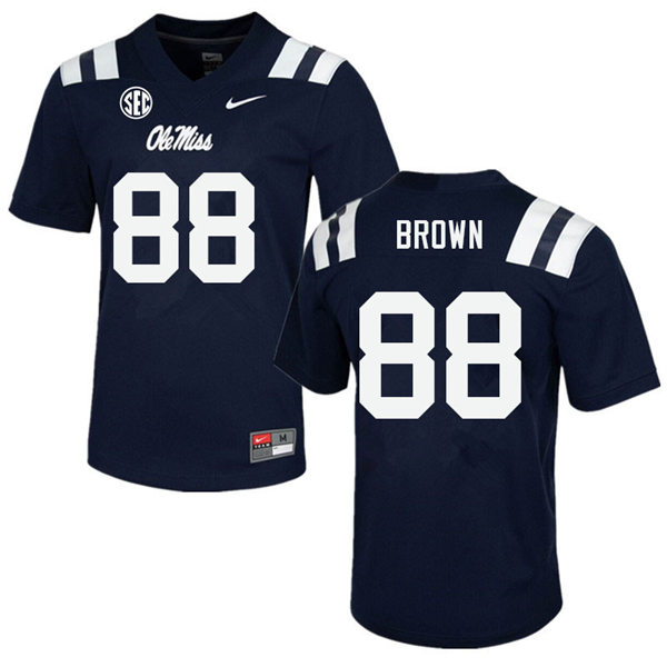 Mens Ole Miss Rebels #88 Bralon Brown Nike Navy College Football Game Jersey