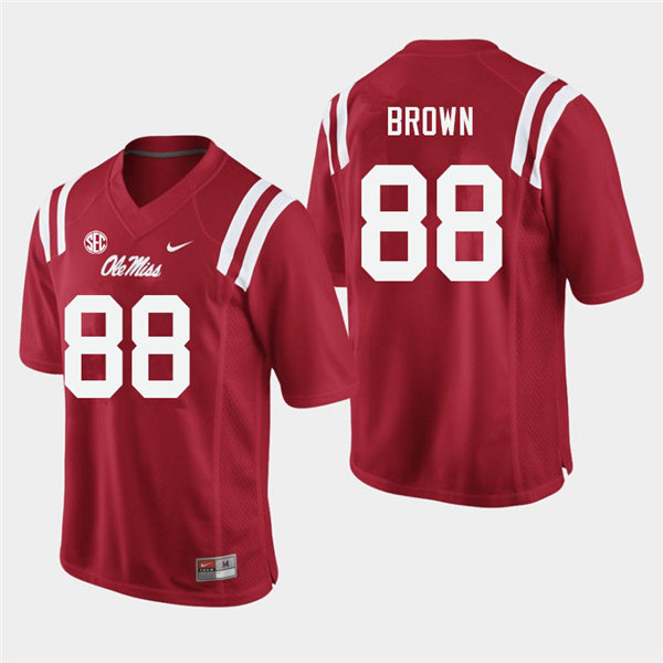 Mens Ole Miss Rebels #88 Bralon Brown Nike Red College Football Game Jersey