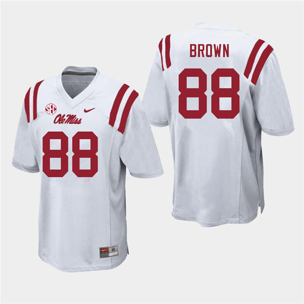 Mens Ole Miss Rebels #88 Bralon Brown Nike White College Football Game Jersey