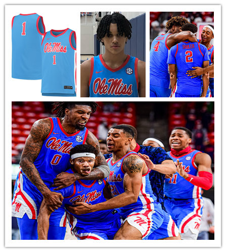 Mens Ole Miss Rebels Custom James White Grant SlattenMatthew Murrell Sammy Hunter Jarkel Joiner Nike Powder Blue Basketball 