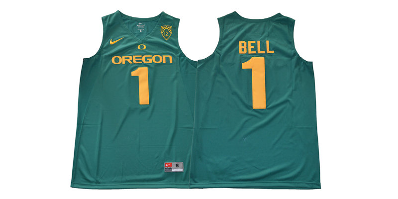 Mens Oregon Ducks #1 Jordan Bell Apple green Basketball Jersey