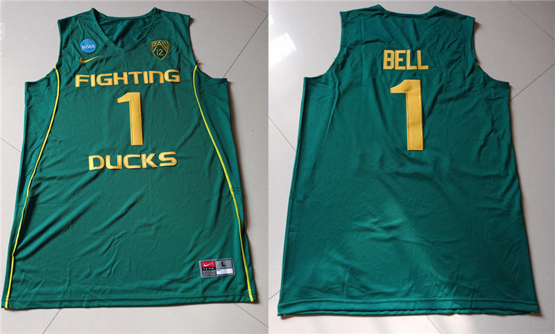 Mens Oregon Ducks #1 Jordan Bell green Fighting Basketball Jersey