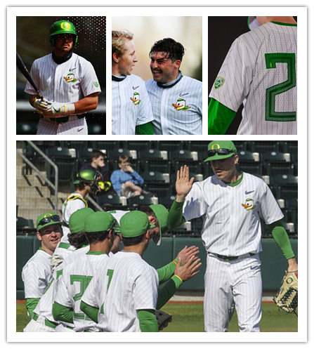 Mens Oregon Ducks Custom Jimmie Sherfy Ray Smith Zack Thornton David Peterson 2020 White Pinstripe Nike Baseball 