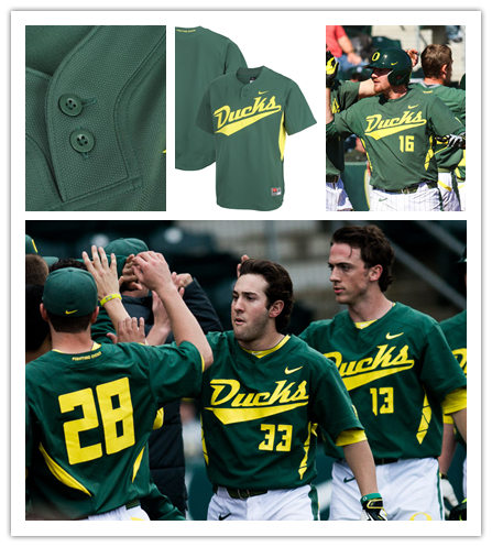 Mens Oregon Ducks Custom Josh Kasevich Robert Ahlstrom Brett Walker Cullen Kafka Nike 2017 Green Two-Button Pullover Baseball 