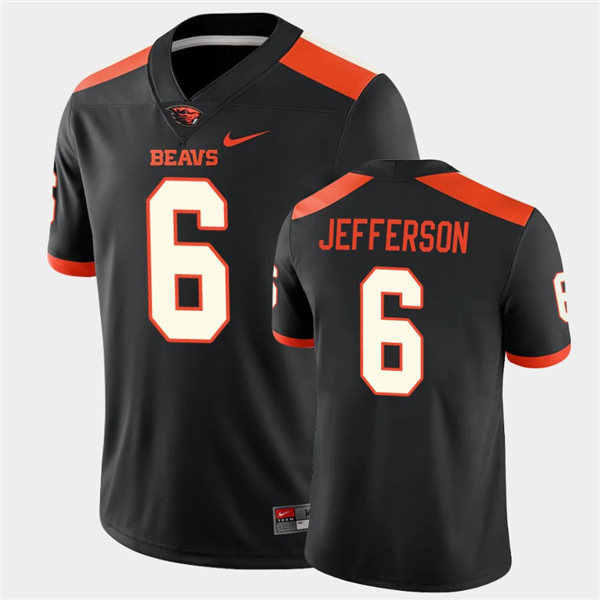 Mens Oregon State Beavers #6 Jermar Jefferson Stitched Nike Black NCAA College Football Game Jersey