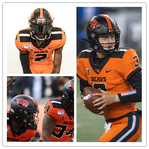 Mens Oregon State Beavers Custom Tristan Gebbia Avery Roberts Jermar Jefferson Orange Nike Football Jersey