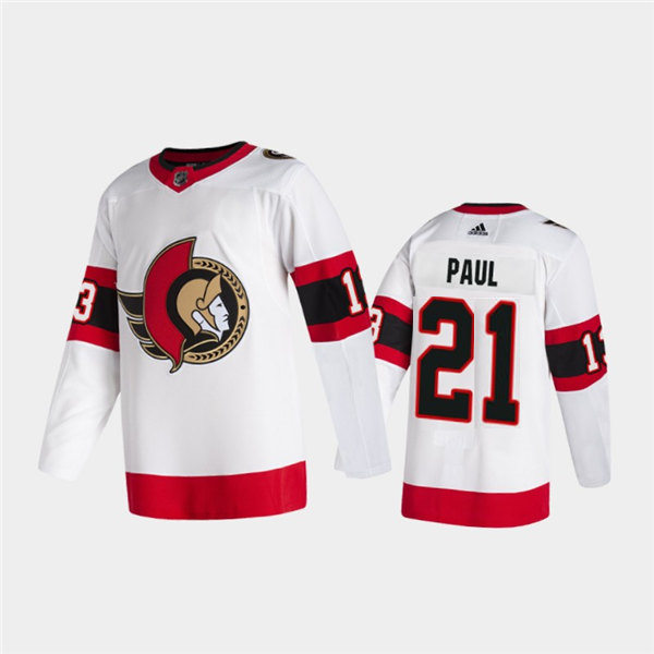Mens Ottawa Senators #21 Nick Paul Away Adidas 2021 Away White Jersey Stitched