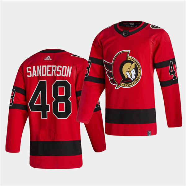 Mens Ottawa Senators #48 Jake Sanderson Adidas NHL 2021 Season Reverse Retro Special Edition Jersey Stitched