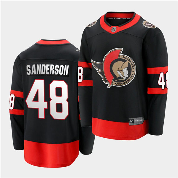 Mens Ottawa Senators #48 Jake Sanderson Stiched adidas Black Home Jersey Stitched