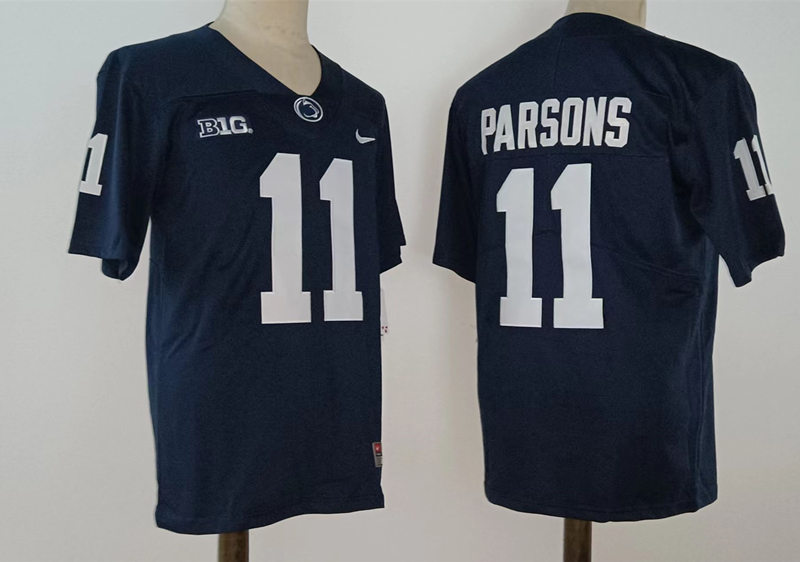 Mens Penn State Nittany Lions #11 Micah Parsons Navy Football Jersey  with Name