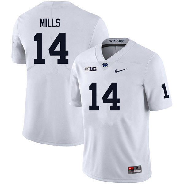 Mens Penn State Nittany Lions #14 Tyrece Mills Nike White with Name College Football Jersey