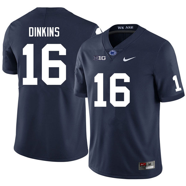 Mens Penn State Nittany Lions #16 Khalil Dinkins Nike Navy with Name College Football Jersey