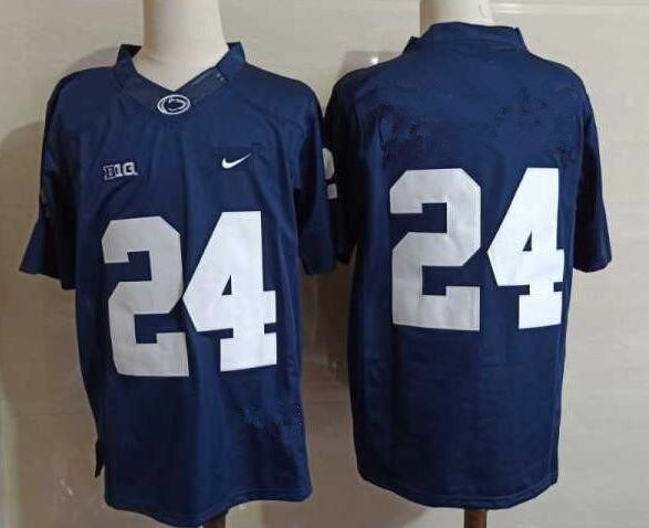 Mens Penn State Nittany Lions #24 Miles Sanders Navy Football Jersey  Without Name