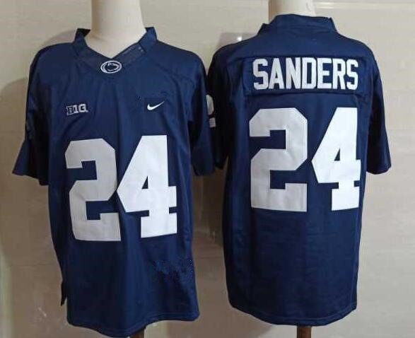 Mens Penn State Nittany Lions #24 Miles Sanders Navy Football Jersey  with Name