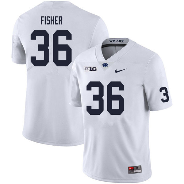 Mens Penn State Nittany Lions #36 Zuriah Fisher Nike White with Name College Football Jersey