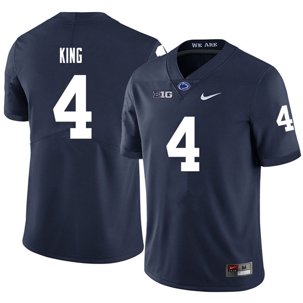 Mens Penn State Nittany Lions #4 Kalen King Nike Navy with Name College Football Jersey