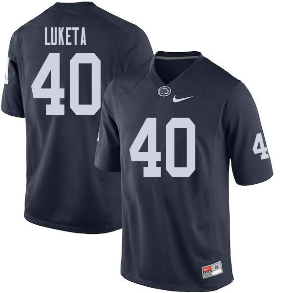 Mens Penn State Nittany Lions #40 Jesse Luketa Nike Navy with Name College Football Jersey