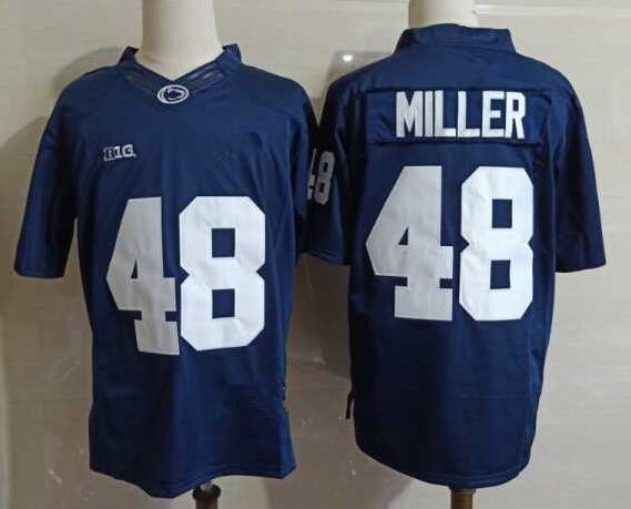 Mens Penn State Nittany Lions #48 Shareef Miller Navy Football Jersey  with Name