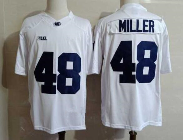 Mens Penn State Nittany Lions #48 Shareef Miller White Football Jersey  with Name