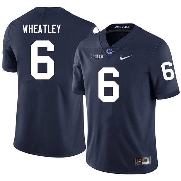 Mens Penn State Nittany Lions #6 Zakee Wheatley Nike Navy with Name College Football Jersey