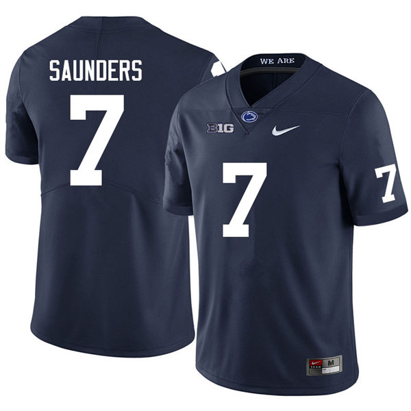 Mens Penn State Nittany Lions #7 Kaden Saunders Nike Navy with Name College Football Jersey