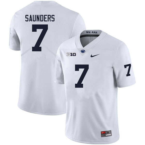 Mens Penn State Nittany Lions #7 Kaden Saunders Nike White with Name College Football Jersey