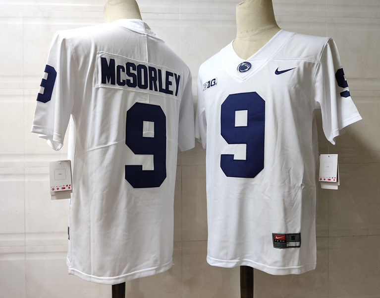 Mens Penn State Nittany Lions #9 TRACE McSORLEY White Football Jersey  with Name