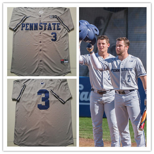 Mens Penn State Nittany Lions Custom Nike Grey College Baseball Game Jersey