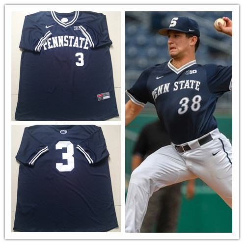Mens Penn State Nittany Lions Custom Nike Navy Pullover College Baseball Game Jersey
