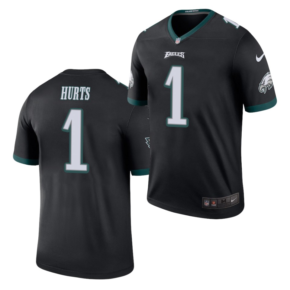 Mens Philadelphia Eagles #1 Jalen Hurts Nike Black NFL Vapor Limited Jersey