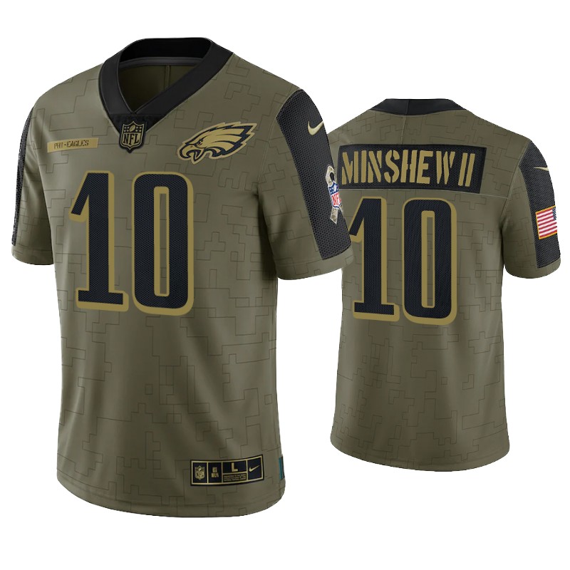 Mens Philadelphia Eagles #10 Gardner Minshew II Nike Olive 2021 Salute to Service Limited Jersey