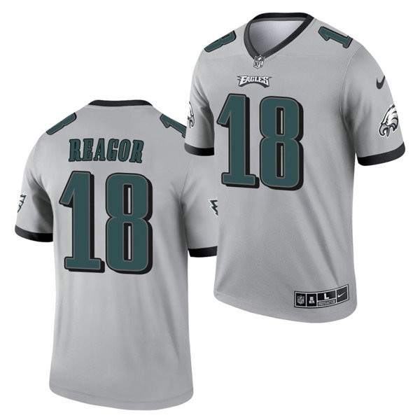 Mens Philadelphia Eagles #18 Jalen Reagor Nike 2021 Silver Inverted Legend Jersey