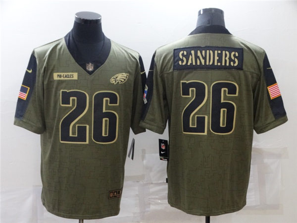 Mens Philadelphia Eagles #26 Miles Sanders Nike Olive 2021 Salute to Service Limited Jersey