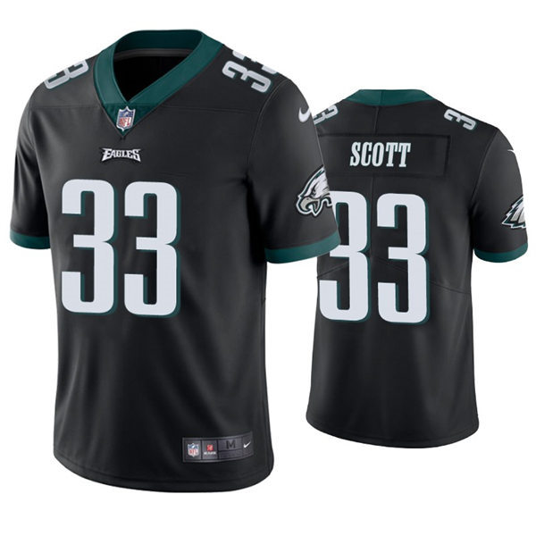 Mens Philadelphia Eagles #33 Josiah Scott Nike Black Vapor Limited Jersey