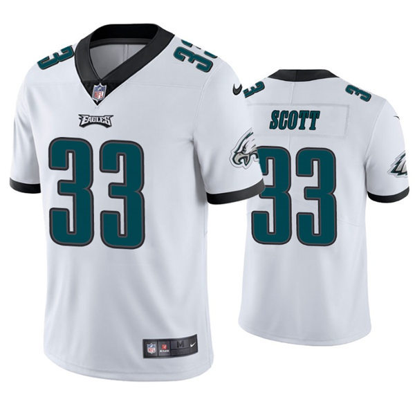 Mens Philadelphia Eagles #33 Josiah Scott Nike White Vapor Limited Jersey