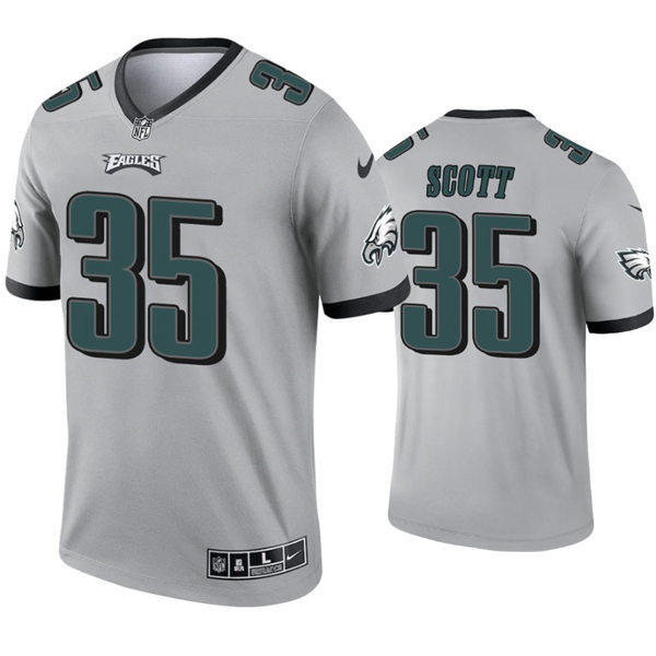 Mens Philadelphia Eagles #35 Boston Scott Nike Silver Inverted Legend Jersey