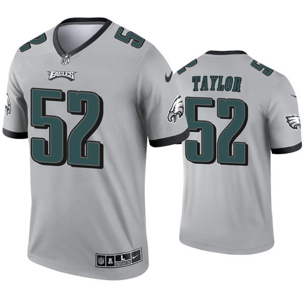 Mens Philadelphia Eagles #52 Davion Taylor Nike Silver Inverted Legend Jersey