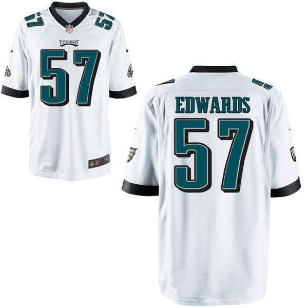 Mens Philadelphia Eagles #57 T.J. Edwards Nike White Vapor Limited Jersey
