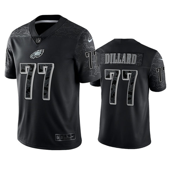 Mens Philadelphia Eagles #77 Andre Dillard Black Rflctv Limited Jersey