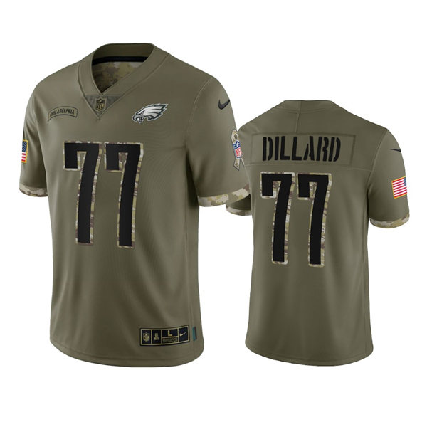 Mens Philadelphia Eagles #77 Andre Dillard Nike 2022 Salute To Service Limited Jersey - Olive