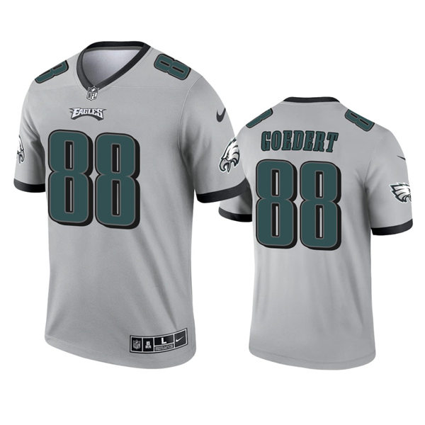Mens Philadelphia Eagles #88 Dallas Goedert Silver Inverted Legend Jersey