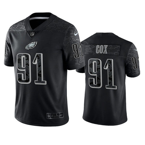 Mens Philadelphia Eagles #91 Fletcher Cox Black Rflctv Limited Jersey