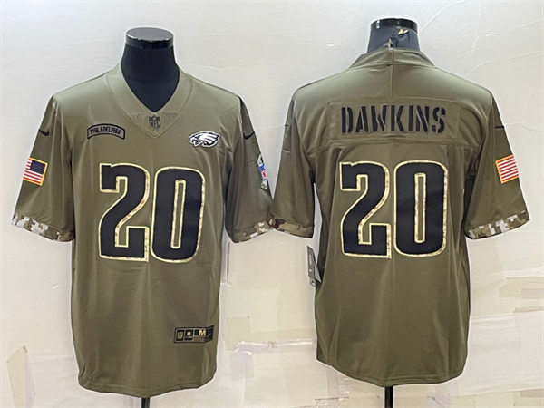 Mens Philadelphia Eagles Retired Player #20 Brian Dawkins Nike 2022 Salute To Service Limited Jersey - Olive